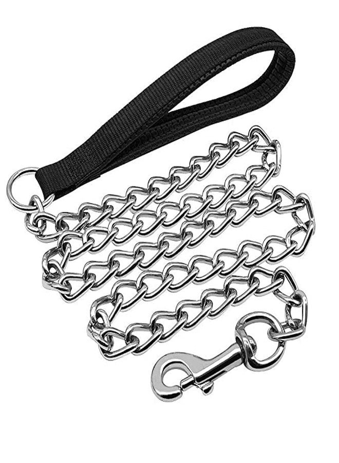 Pups&Pets Heavy Duty Dog Leash, Stainless Steel Dog Chain with Padded Handle for Small, Medium and Large Dog - Black - Image 1